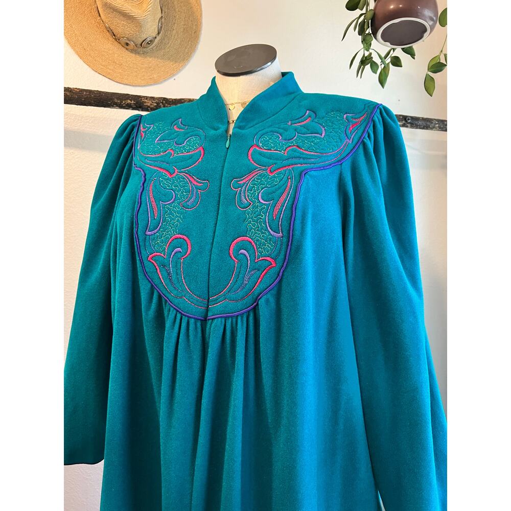 Vanity Fair Vintage USA Made Soft House Coat Robe Dress Size XXL Zip up